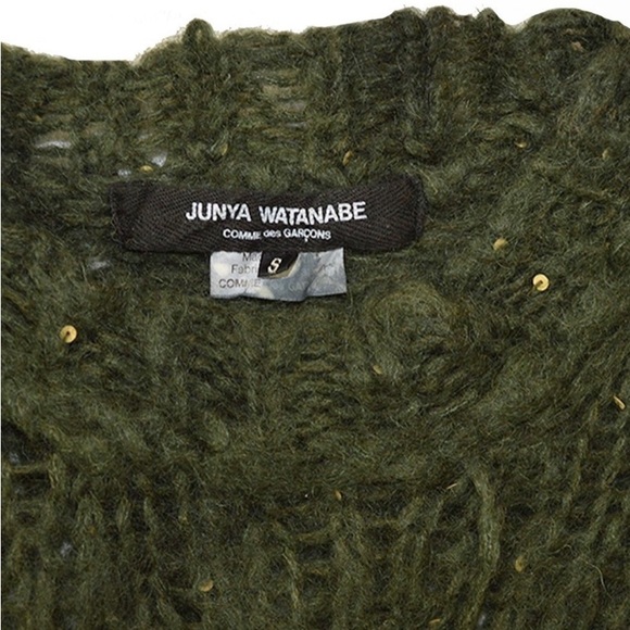 Junya Watanabe Comme Des Garcons 2007 Camo Mohair Distressed Sequin Sweater - Picture 2 of 13